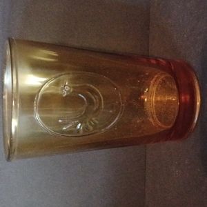 Vintage Tumbler Drinking Glass Amber Color Chicken Farmhouse